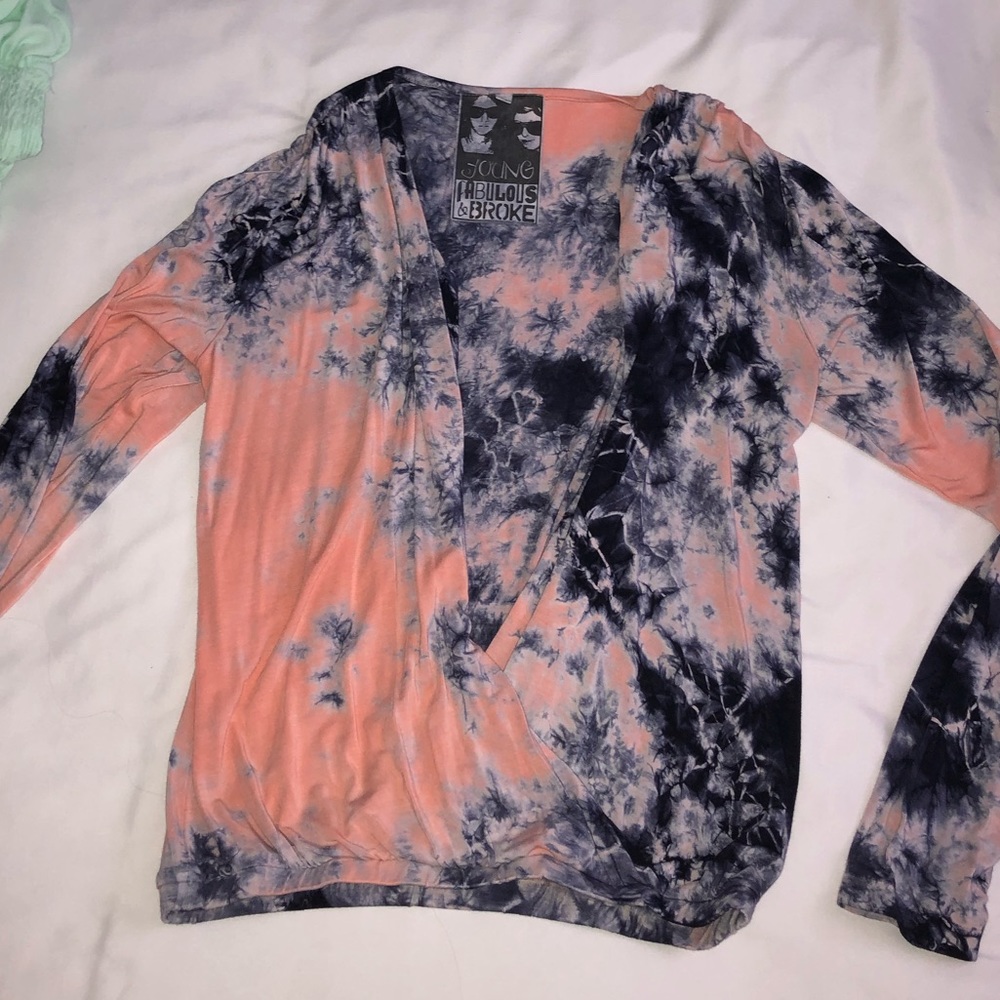 Tie dye wrap front top